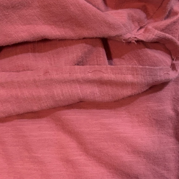 Pact Pink V-Neck small distressed T-Shirt dress sustainable organic cotton slit - Picture 7 of 7